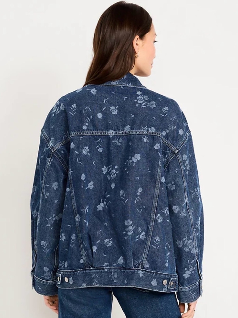 Old Navy Oversized Floral Jean Trucker Jacket - Picture 2 of 7